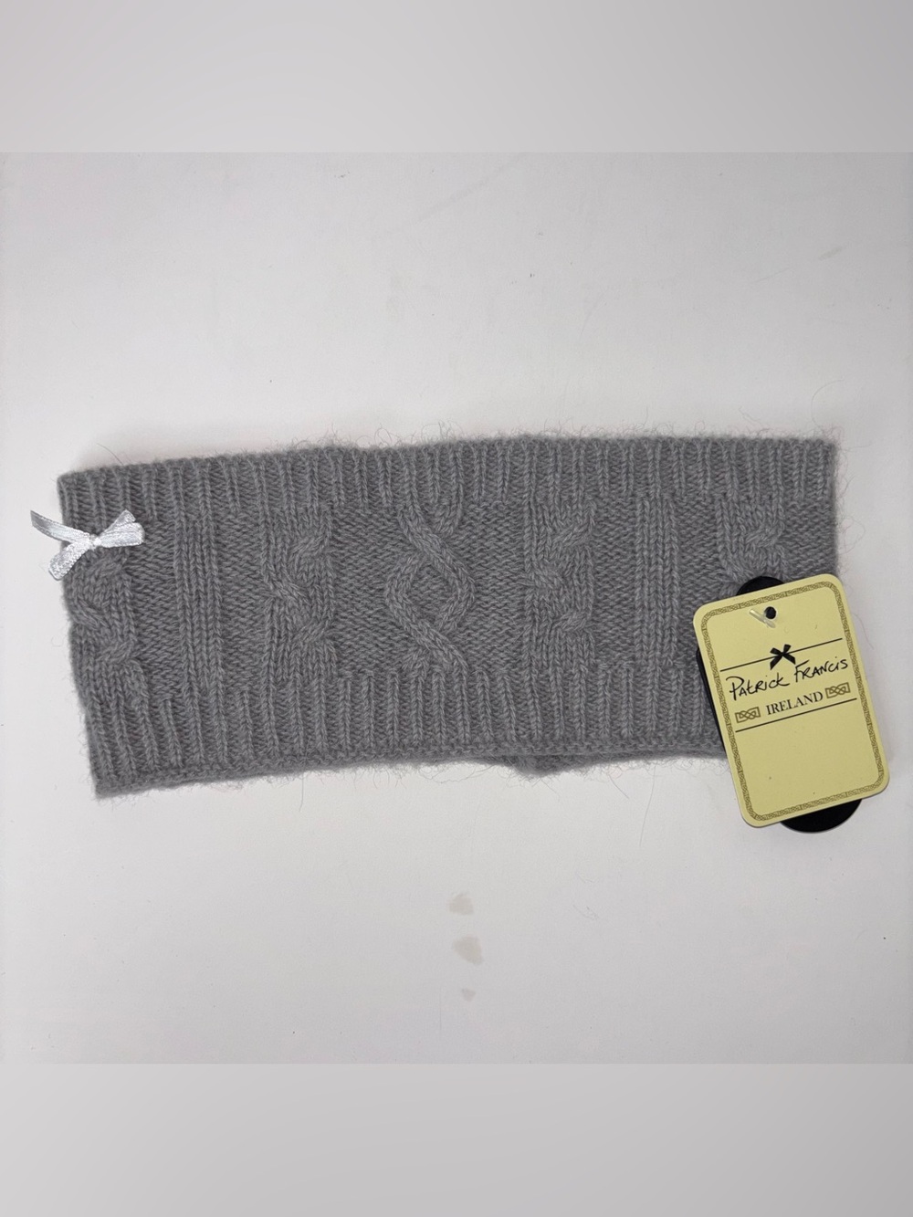 Patrick Francis Ireland Wool Angora Headband Ear Warmer Aran Knit Women Gray NEW